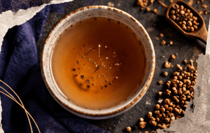 Amber Sobacha seen from above in a glass cup